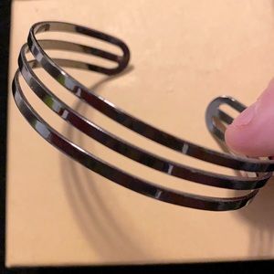 Black hematite finish triple row bangle bracelet